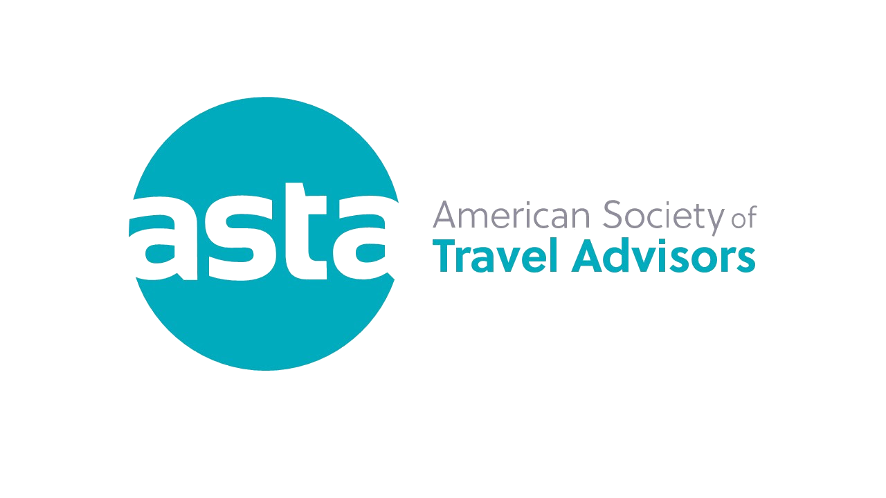 A green background with the words american society travel advisors in blue.